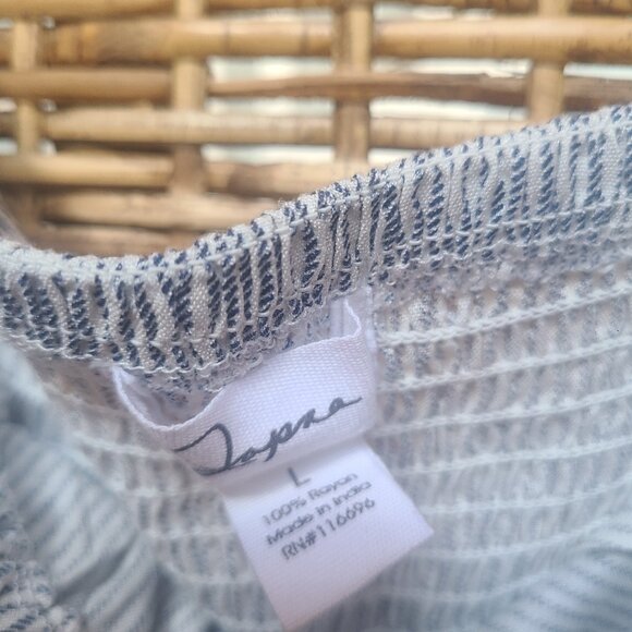 Japna Blue White Stripe Sleeveless One-Jumpsuit Size Large Embroidered - Picture 6 of 8